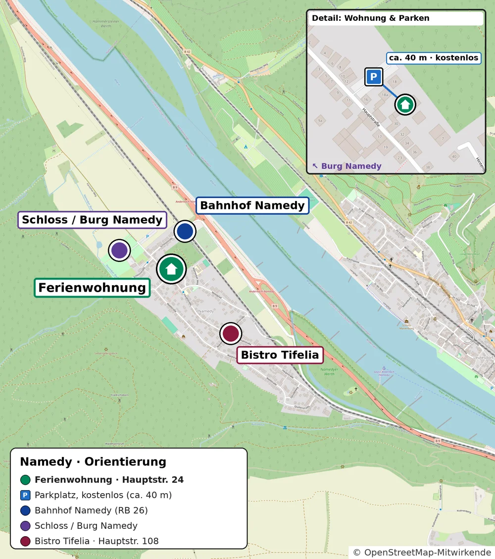 Karte vom Dorf Namedy – zum Vergrößern antippen